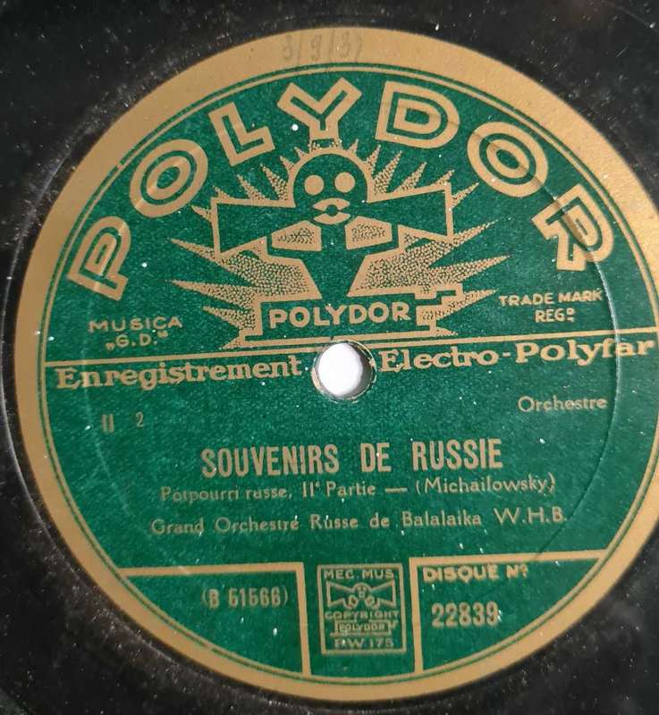Polydor Souvenirs De Russie 78 rpm 1929 record