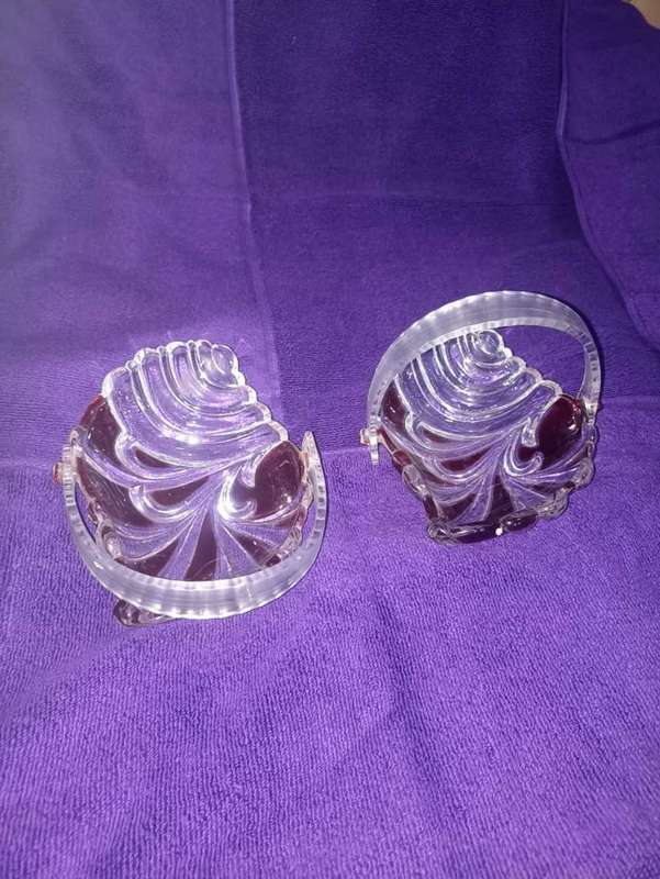 Vintage glass patterned bowls white and red