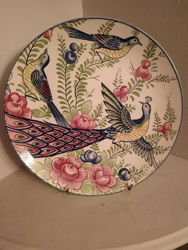 Genuine Imperial Imari large Display Plate with Peacock, Birds and Ferns & Flowers