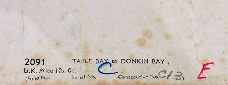 Table Bay To Donkin Bay (Cape Town) Vintage Nautical Map circa 1962 (102cm x 70cm)