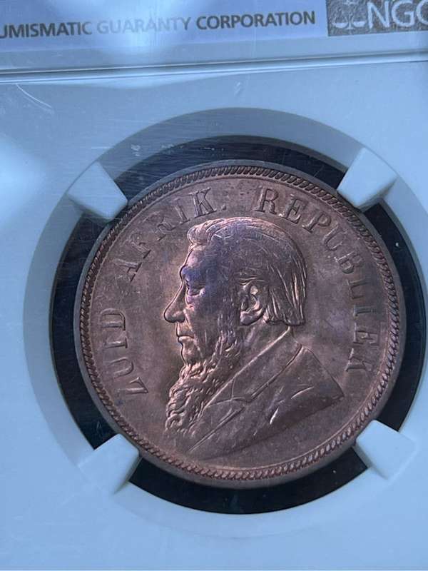 1898 ZAR PENNY - NGC MS 63 RB