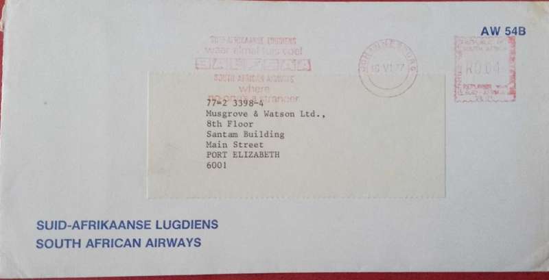 Saa 1977 envelope with meter cancel