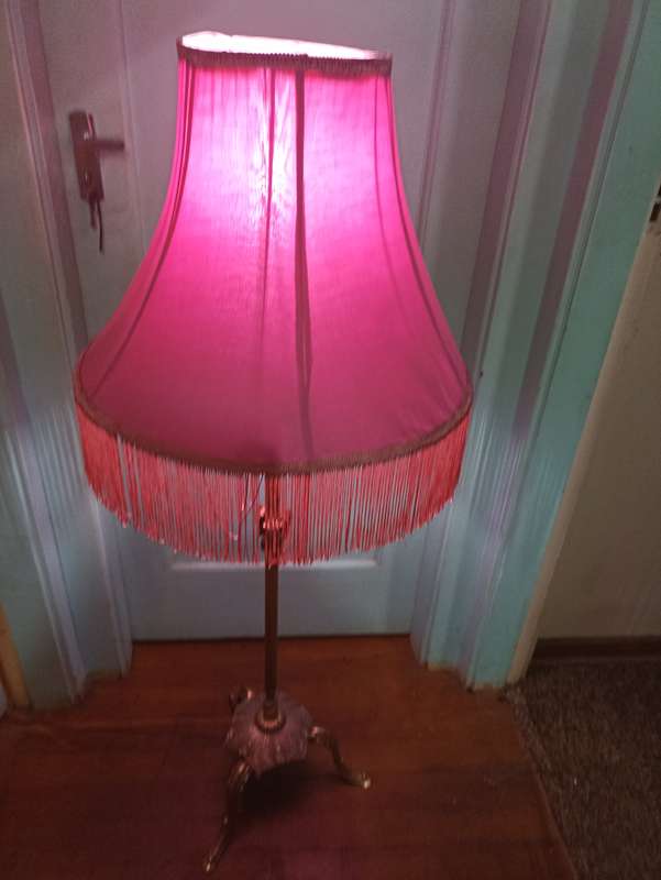 Pink tall lampshade brass stand