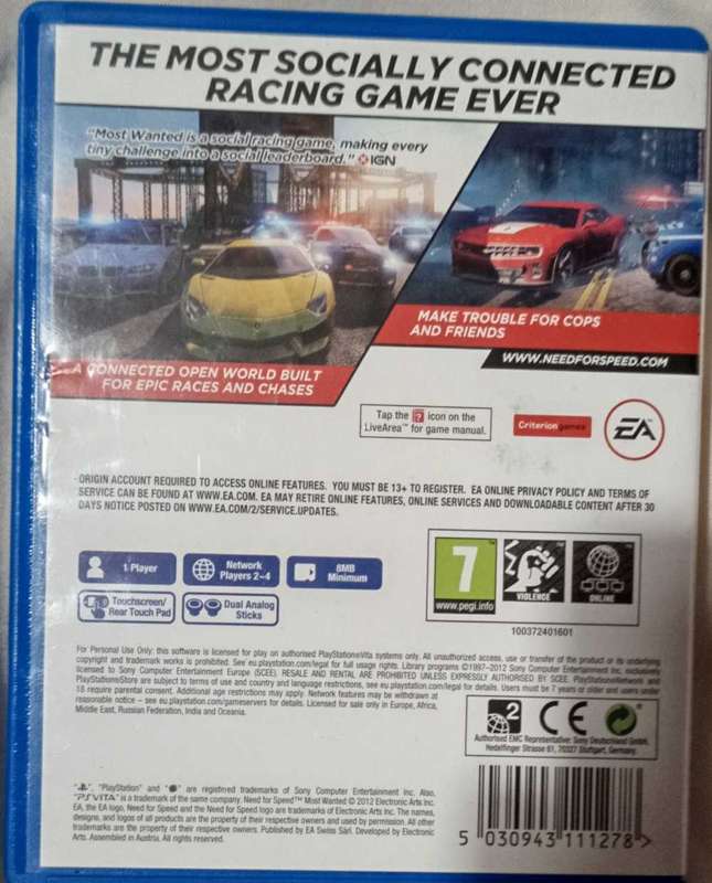 Need for Speed Most Wanted for PSVita