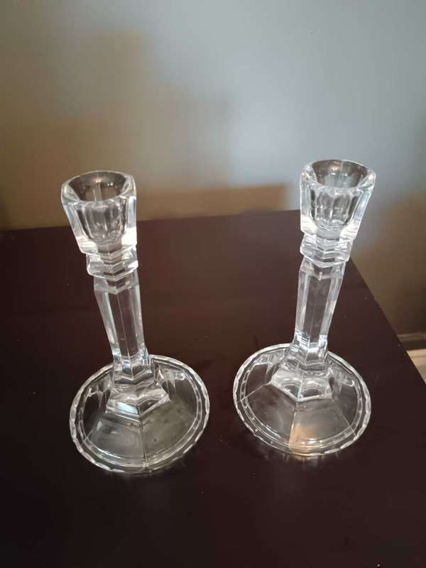 Pair of Crystal Pillar Candleticks