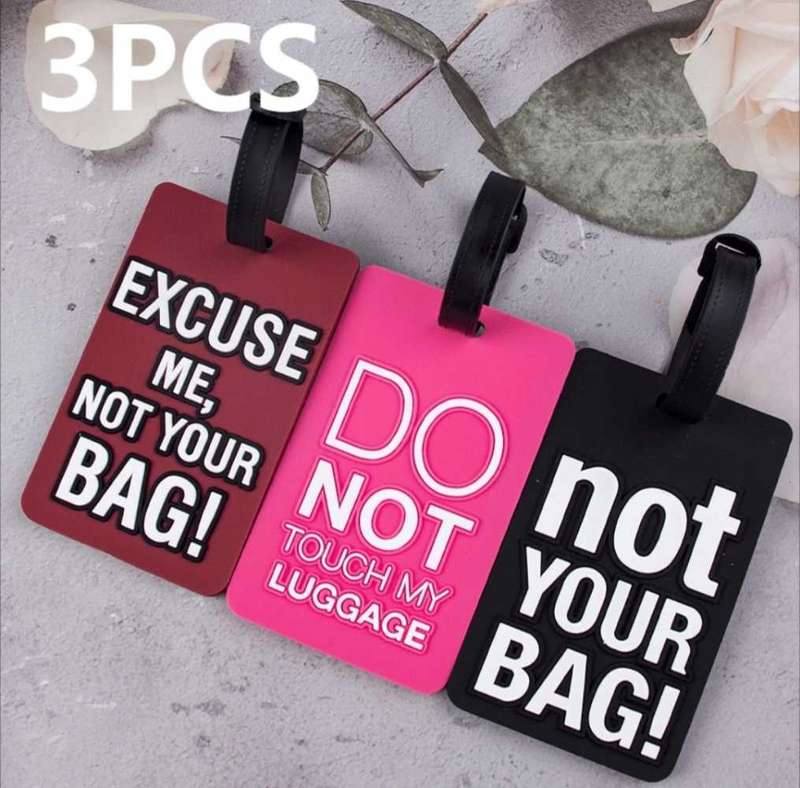 PVC Luggage Tag Identifier Card Holder Label Travel Bag Tag, 3 Pack
