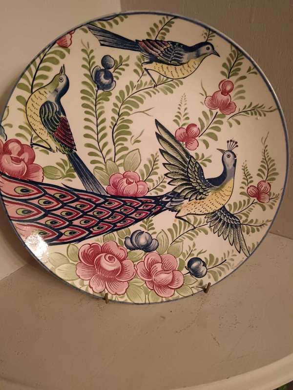 Genuine Imperial Imari large Display Plate with Peacock, Birds and Ferns & Flowers