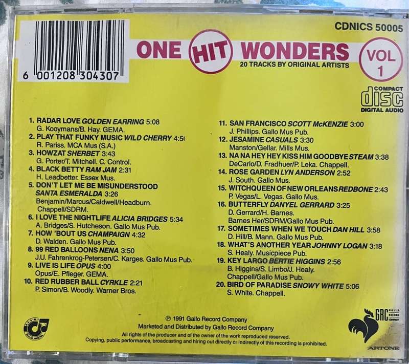 One Hit Wonders Vol 1 (CDNICS 50005)