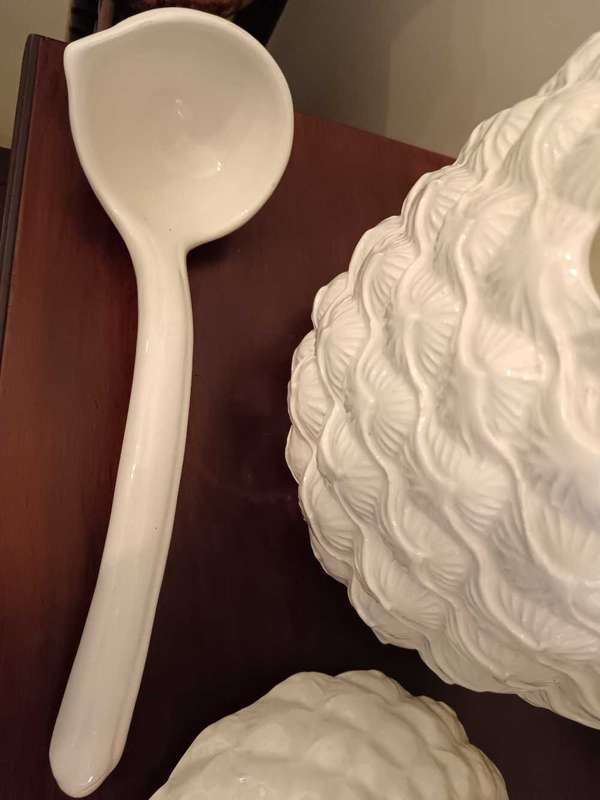 Stunning White Porcelain Pineapple Taureen with Ladle
