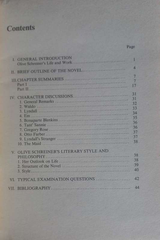 Study-aids: Notes on Olive Schreiner