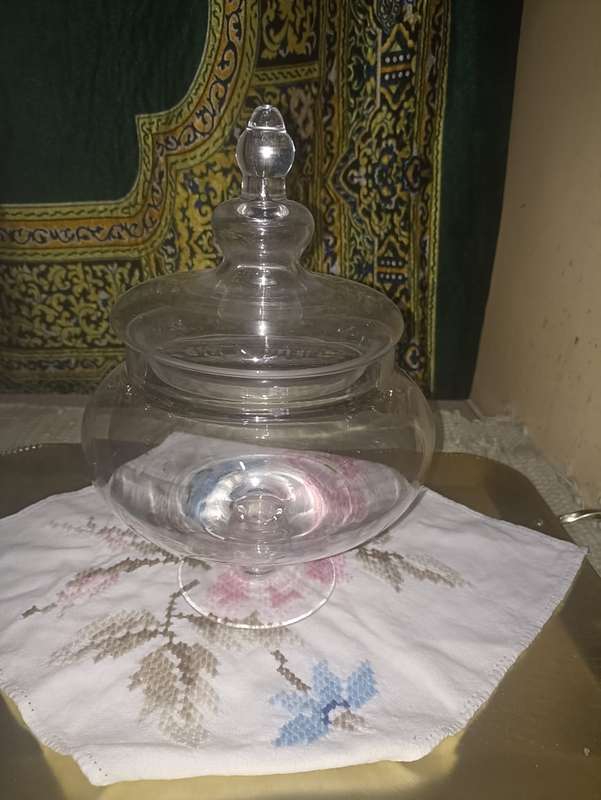 Huge awesome glass bowl with lid