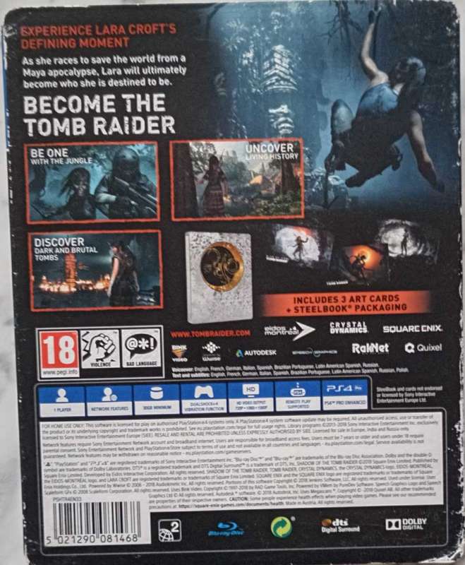Shadow of the Tomb Raider Limited Steelbook Edition for PS4