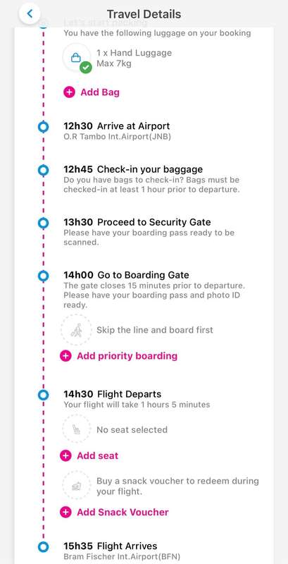Return Flight Tickets from Johannesburg to Bloemfontein 13 September 2024 - 15 September 2024