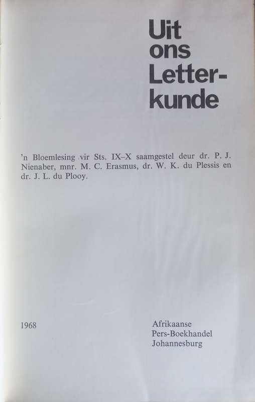 Uit ons letterkunde