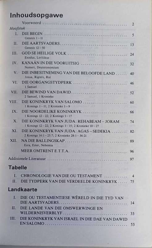 Ou Testamentiese oorsig, die wet en die geskiedenis