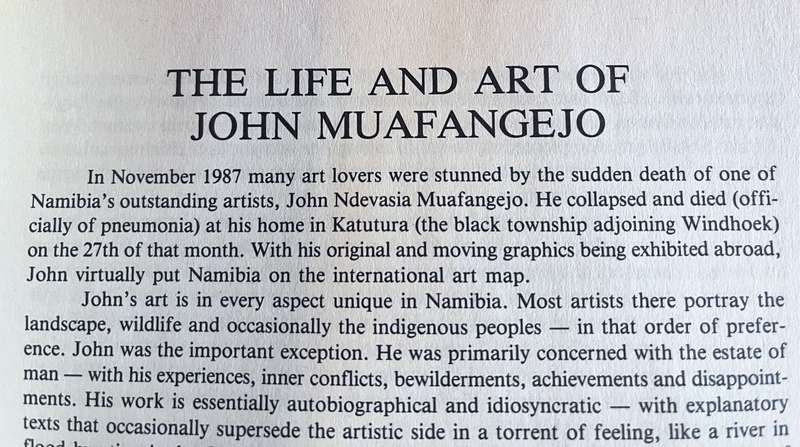 John N. Muafangejo - Second Guest Artist Award 1988 - catalogue of 111 Works