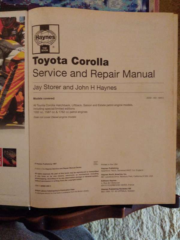 Haynes Toyota Corolla Aug 1992 to 1997 service and repair manual