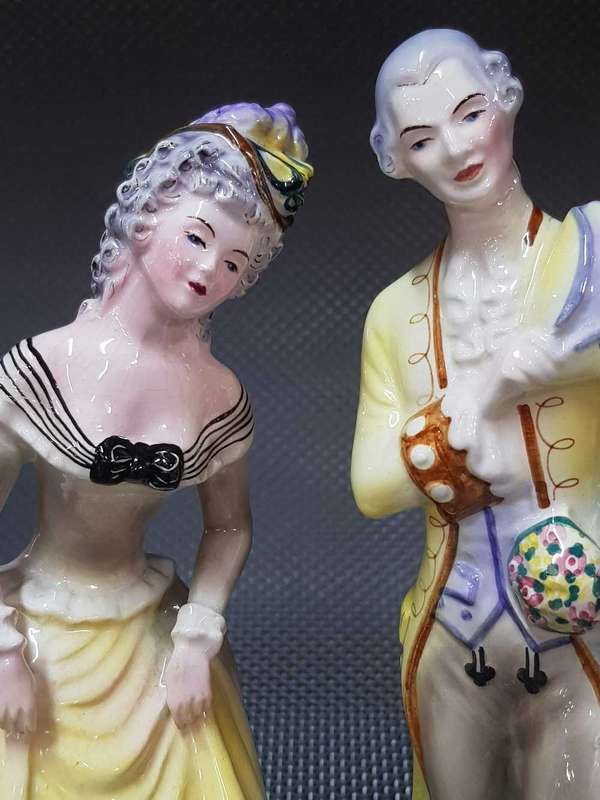 Set of 2 GOLDSCHEIDER GOLDCREST Victorian Porcelain Lady and Gentleman Figurine's.