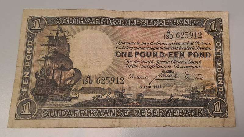 5 April 1943 Black One Pound Postmus A/130 625912