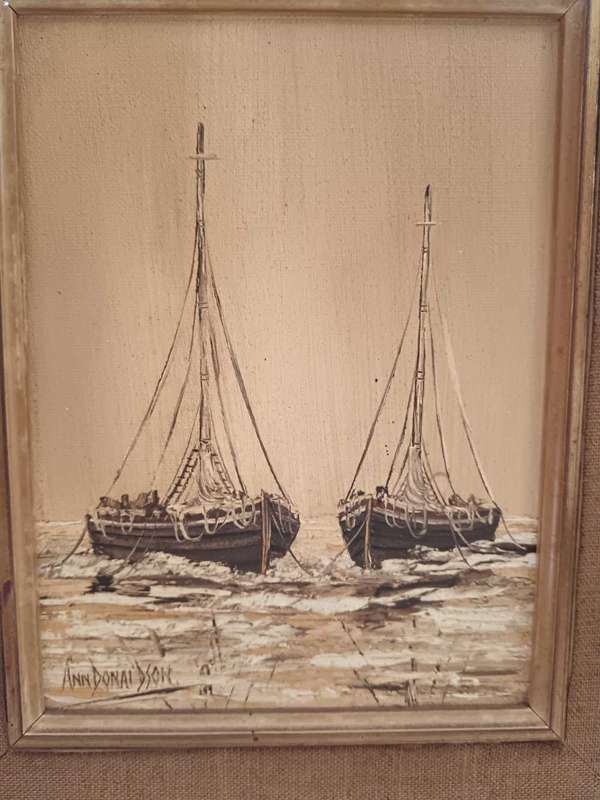 Framed Painting of Fishing Trawler by SA Artist Ann Donaldson