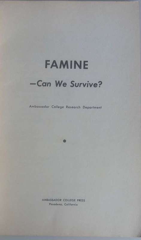 Famine...Can we survive