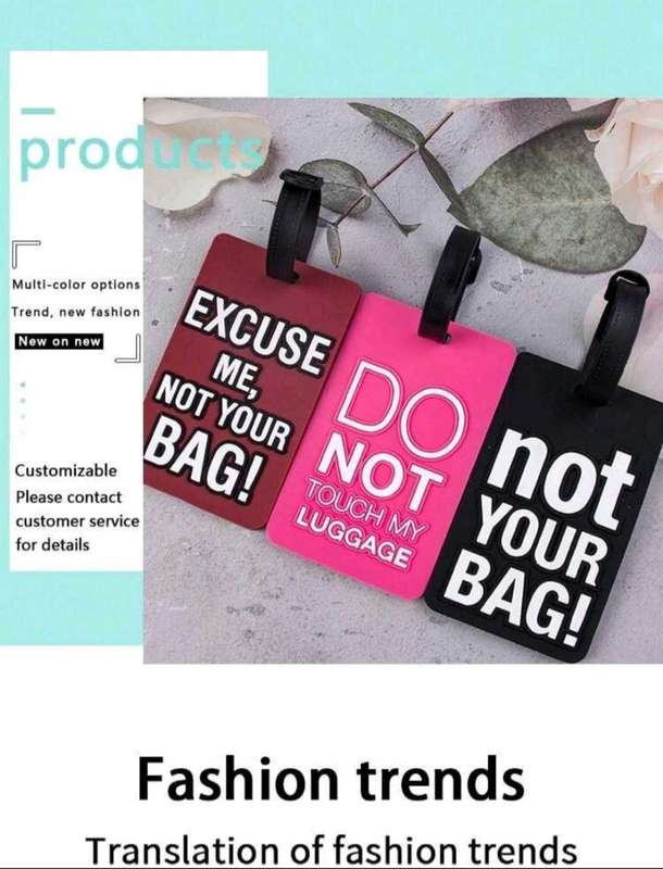 PVC Luggage Tag Identifier Card Holder Label Travel Bag Tag, 3 Pack