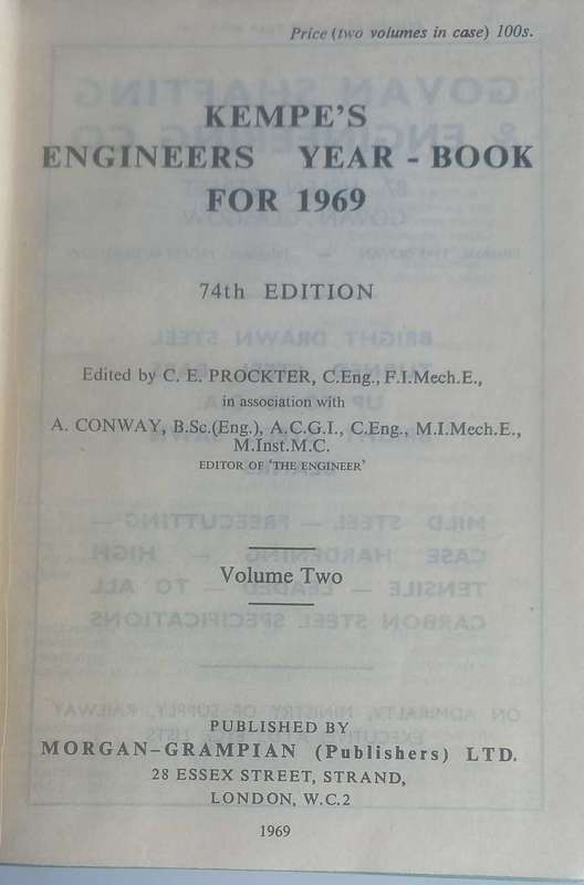 Kempe`s engineers yearbook volume one and two
