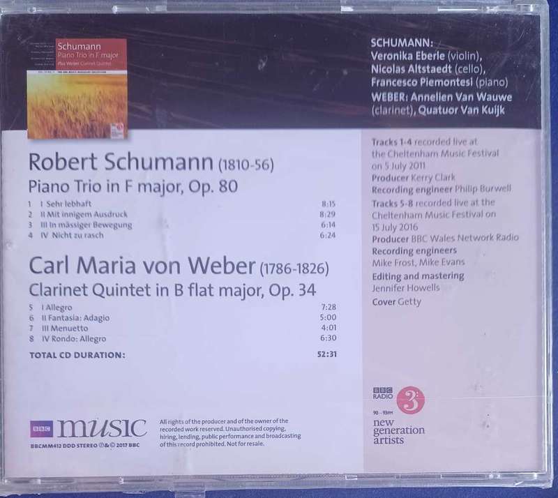 Schumann piano trio in F major cd *sealed*