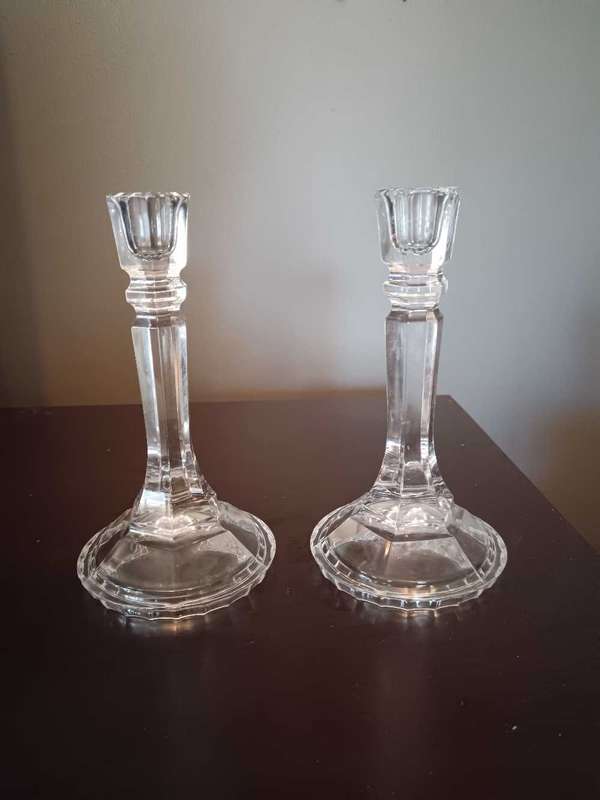 Pair of Crystal Pillar Candleticks