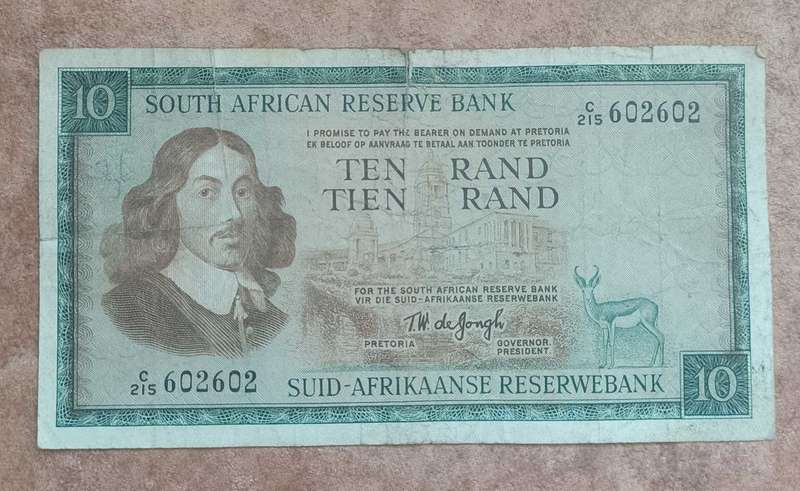 Old South Africa R10 Note, Van Riebeck, Very Rare