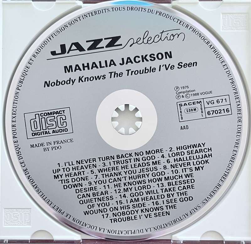 CD Mahalia Jackson - Nobody knows the trouble I`ve seen