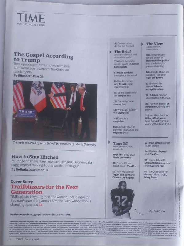 Time magazine June 13, 2016