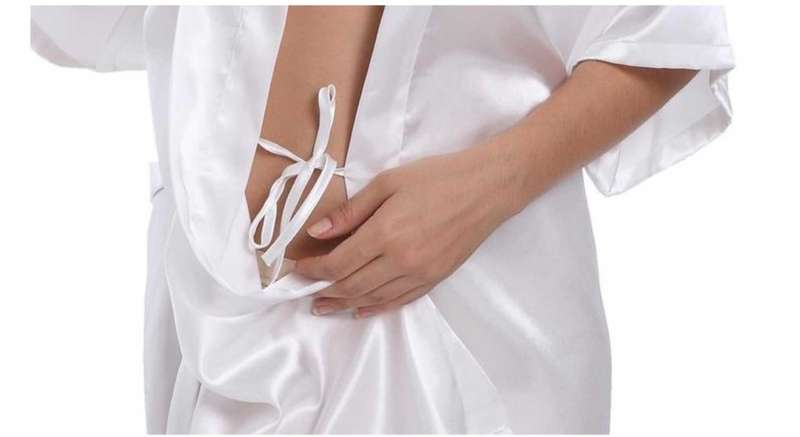 brides maid robe satin gown with lace