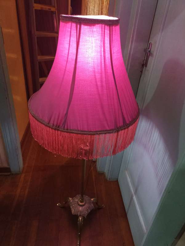 Pink tall lampshade brass stand