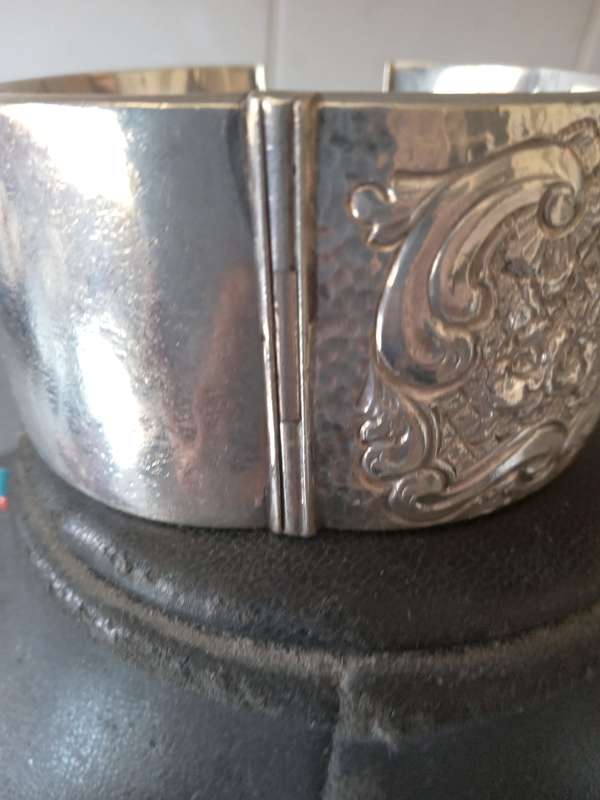 Large Vintage Hallmarked Silver Hinge Bangle