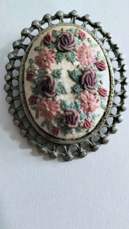 Embroidered Rocco Style Brooch