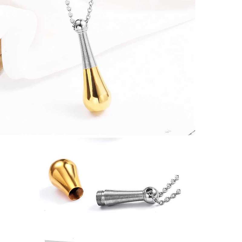 Memorial Urn Pendant For Ashes Stainless Steel Gold Plated