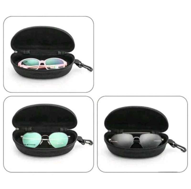 Sunglasses Case Portable Travel Zipper Eye glasses Case (Black)