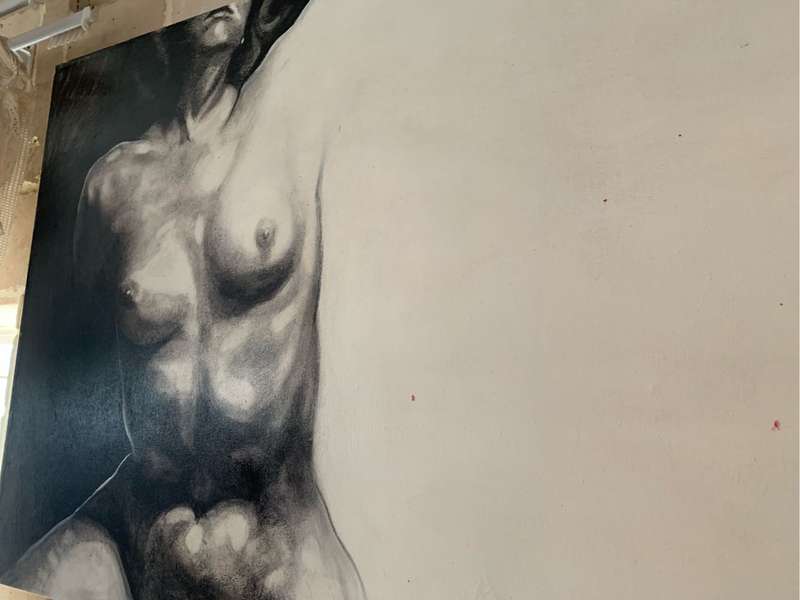 Full front nude painting by SA artist Hennie Kruger