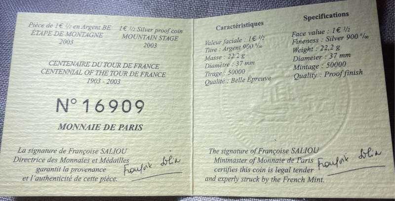 Monnaie de Paris Tour de France Gold and Silver Coin Set