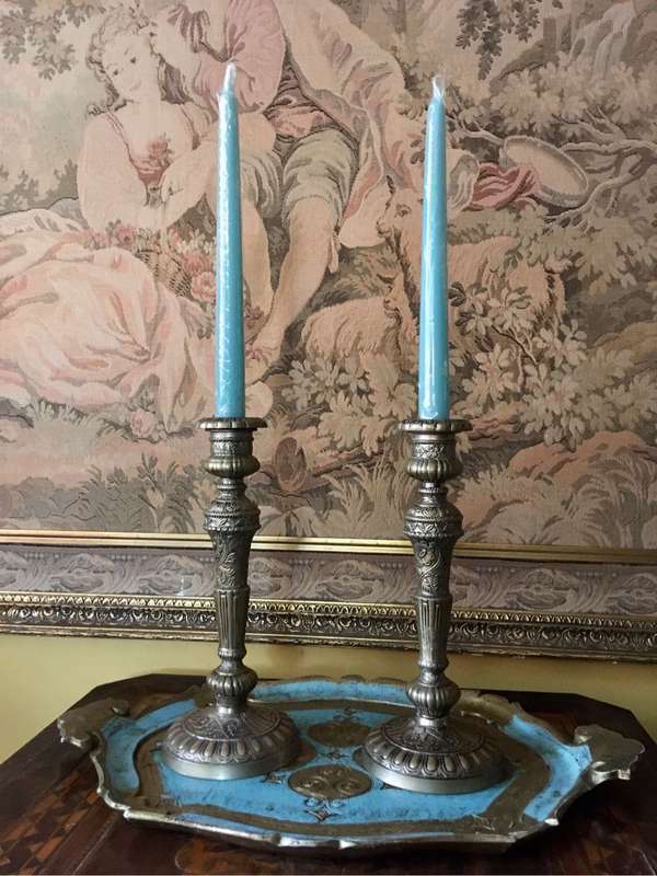 Vintage decorative candlesticks with floral design