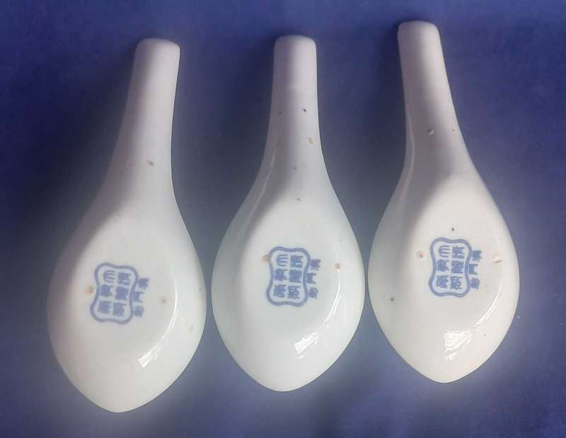 3 x Chinese soup spoons