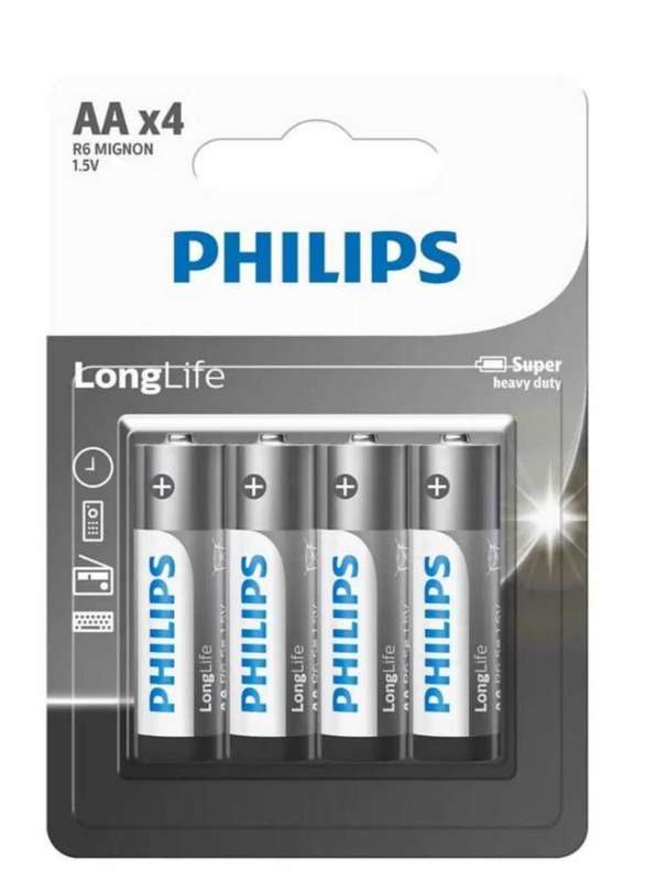 PHILIPS LONGLIFE BATTERY AA 4 PACK