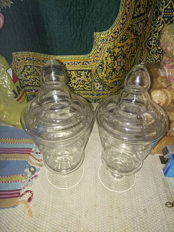 Glass biscuit jars X2