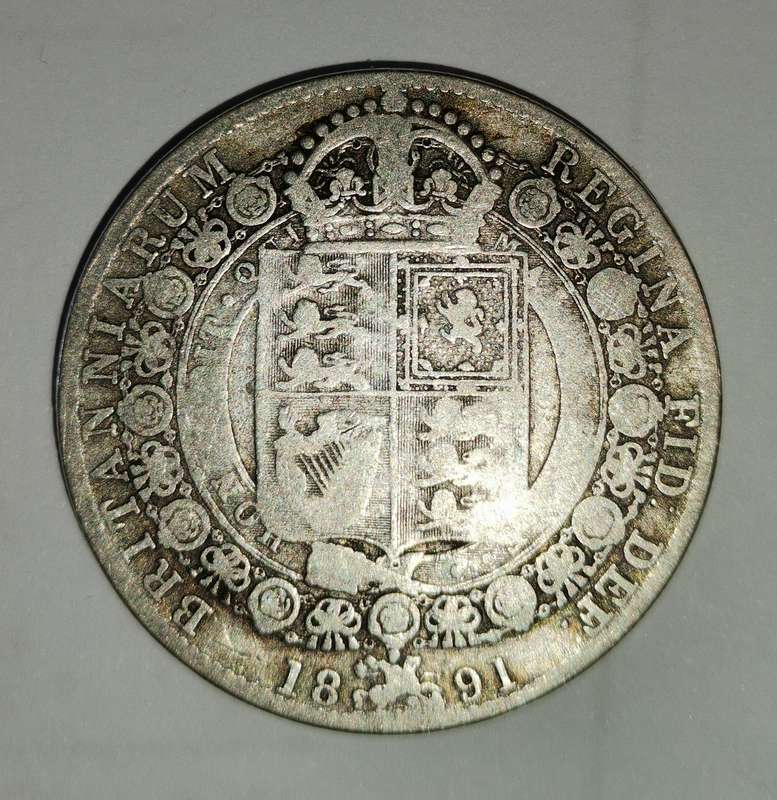 1891 Silver UK & Northern Ireland 1/2 Crown