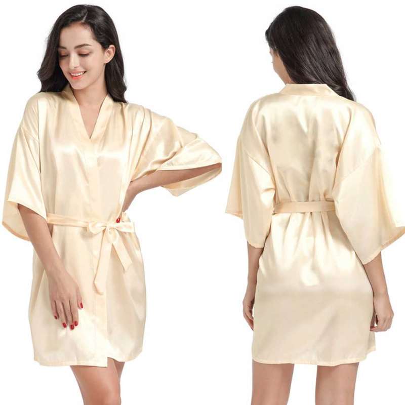 Women Solid Satin Silk robes Gown Wedding Bride robe Bridesmaid Bridal robe