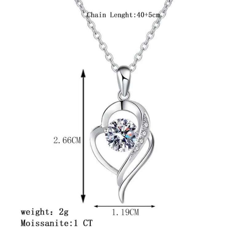 Necklace Sterling Silver 925 Moissante Diamond Elegant Lux Geometic Pendant