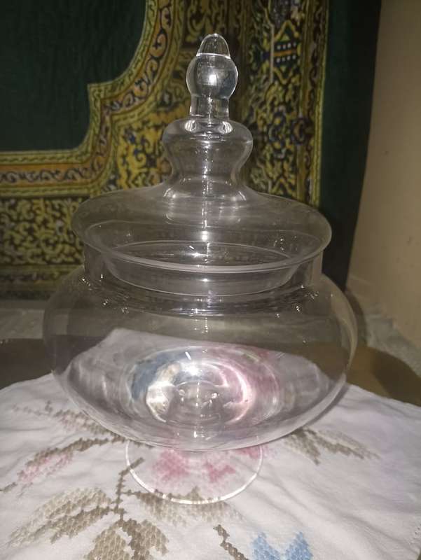 Huge awesome glass bowl with lid