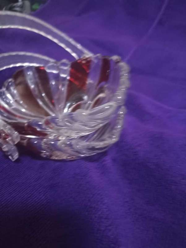 Vintage glass patterned bowls white and red