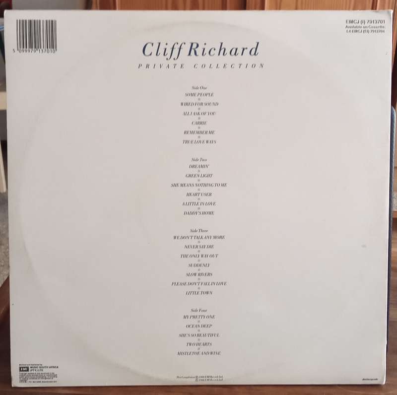 CLIFF RICHARD - PRIVATE COLLECTION LP VINYL RECORD - DOUBLE ALBUM